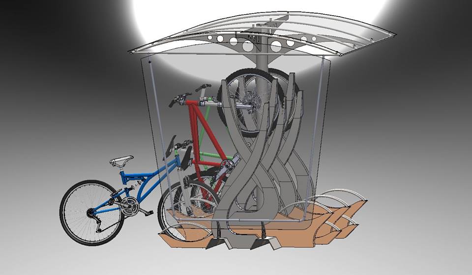 自行车亭停车棚3D数模图纸 STEP格式