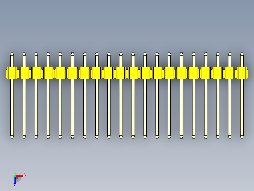 彩色公头100mil（2.54mm）系列-DS1021_yellow_3x20p_100mil_Type5_rev1.0俯视图