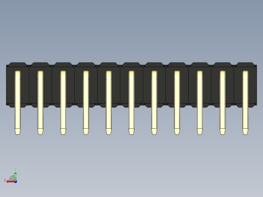 彩色公排针 100mil 2.54mm 系列-DS1022_black_2x11p_100mil_TypeD_rev1.0后视缩略图