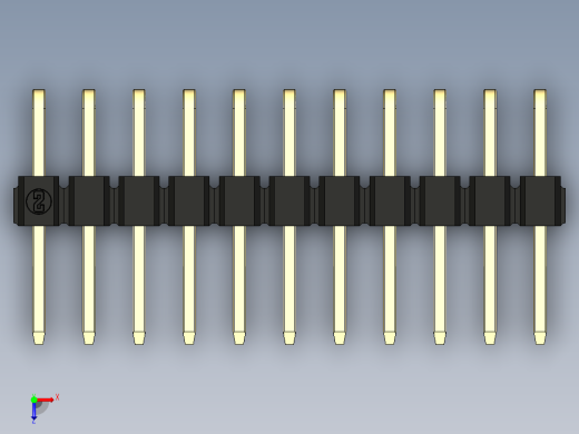 彩色公排针 100mil 2.54mm 系列-DS1022_black_2x11p_100mil_TypeD_rev1.0俯视缩略图
