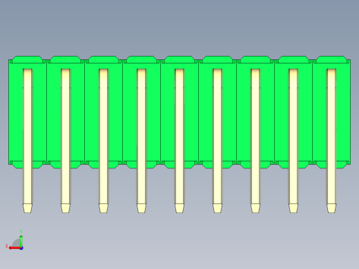 彩色公排针 100mil 2.54mm 系列-DS1022_green_3x09p_100mil_TypeD_rev1.0后视缩略图