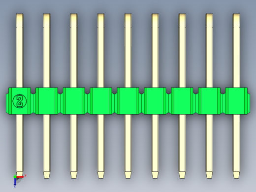 彩色公排针 100mil 2.54mm 系列-DS1022_green_3x09p_100mil_TypeD_rev1.0俯视缩略图