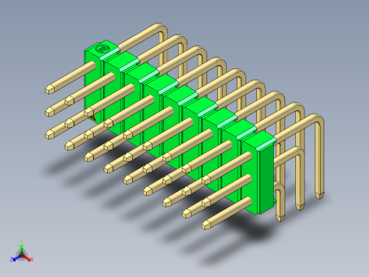 彩色公排针 100mil 2.54mm 系列-DS1022_green_3x09p_100mil_TypeD_rev1.0正等轴测缩略图