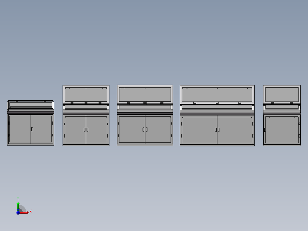 琴式操作台斜面控制柜5种前视图