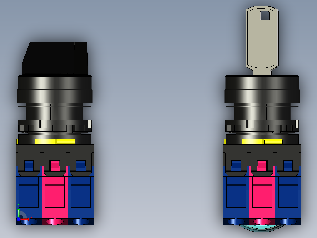 开关按钮和指示灯前视图