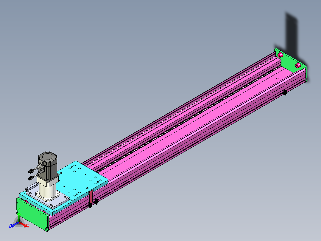 东锦齿条传动DH210G-L167-S1300-BU-减速机+P750W主视图