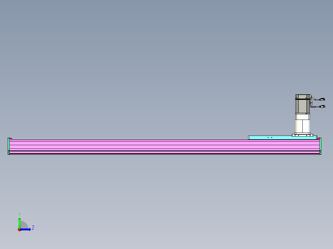 东锦齿条传动DH210G-L167-S1300-BU-减速机+P750W左视图