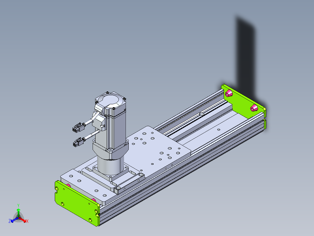东锦齿条传动DH136G-S200-BU-减速机+P400W正等轴测图