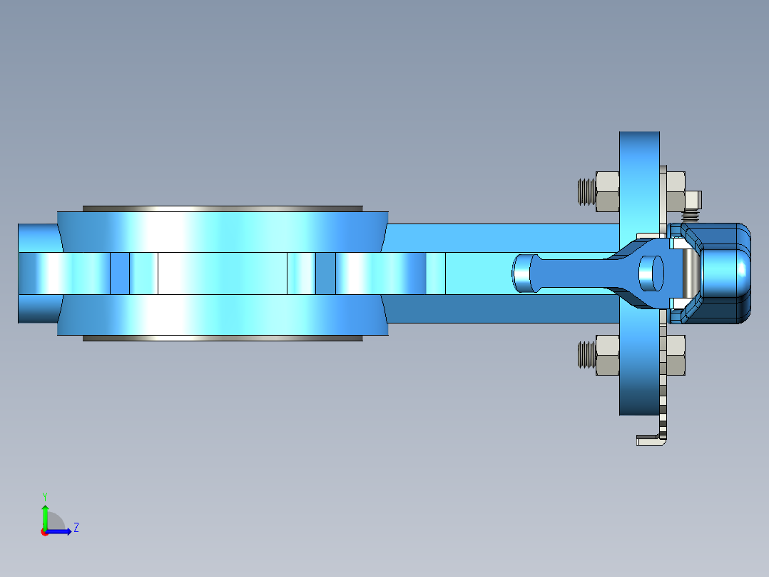 蝶阀3英寸solidworks-stp-igs格式左视图