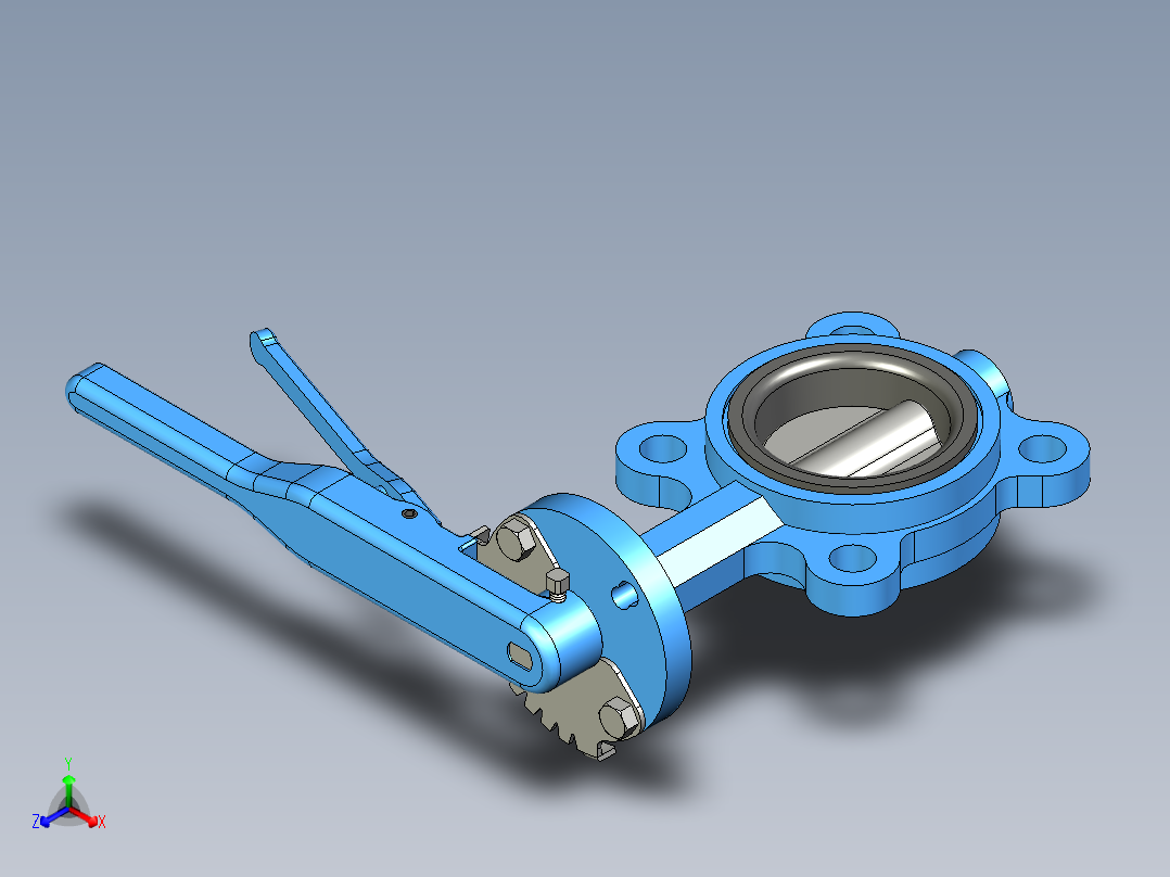 蝶阀3英寸solidworks-stp-igs格式正等轴测图