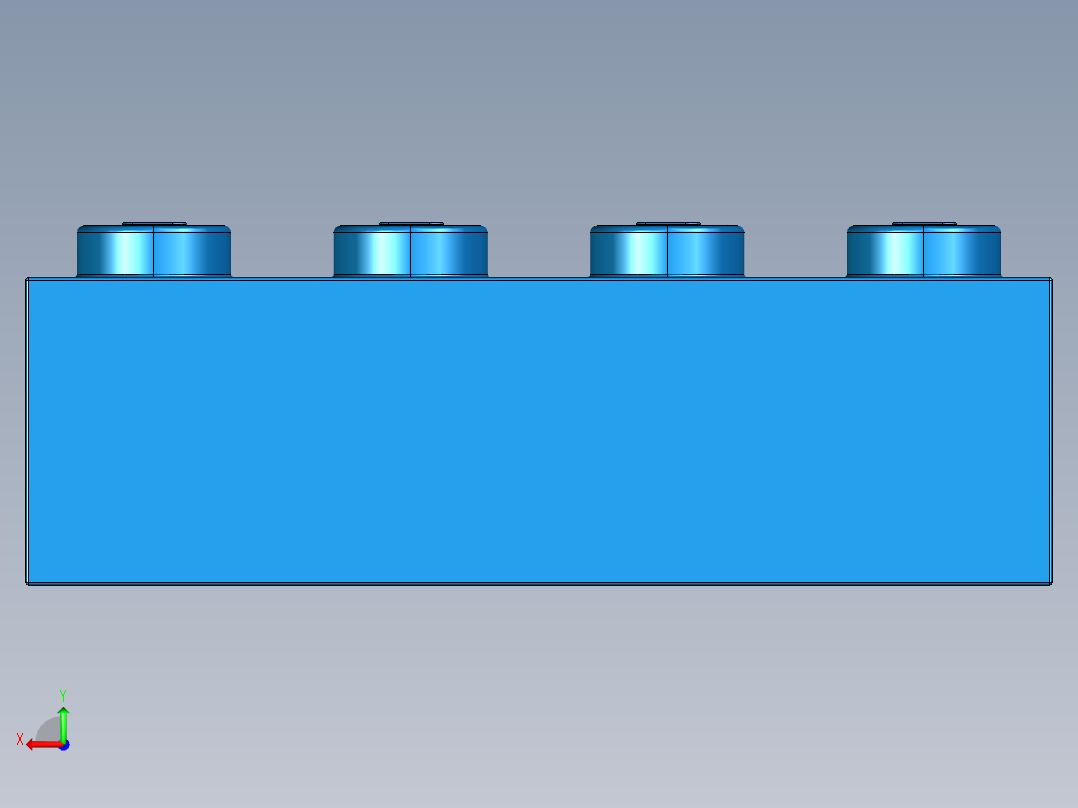 乐高套装 4421基本积木-300123 Bright Blue Brick 2 x 4.STEP后视图