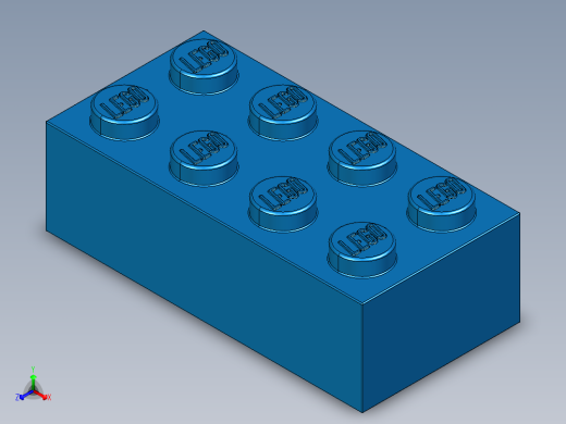 乐高套装 4421基本积木-300123 Bright Blue Brick 2 x 4.STEP正等轴测缩略图