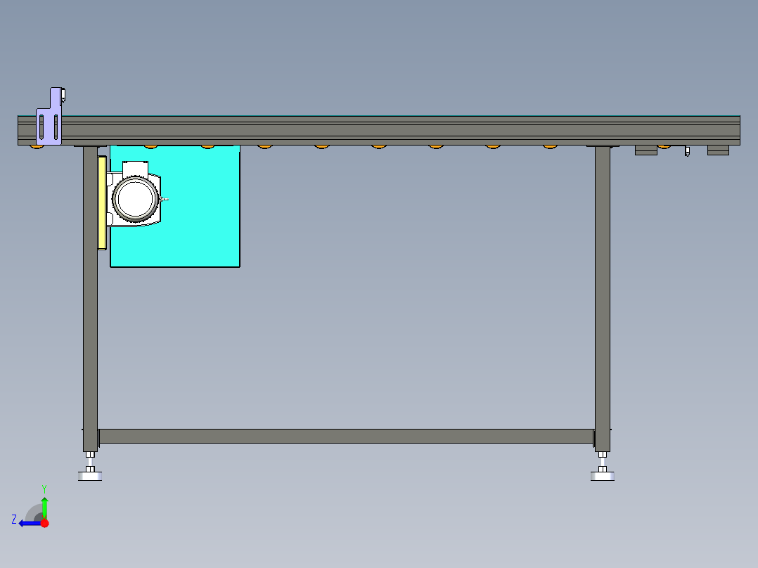 动力滚筒输送线右视图
