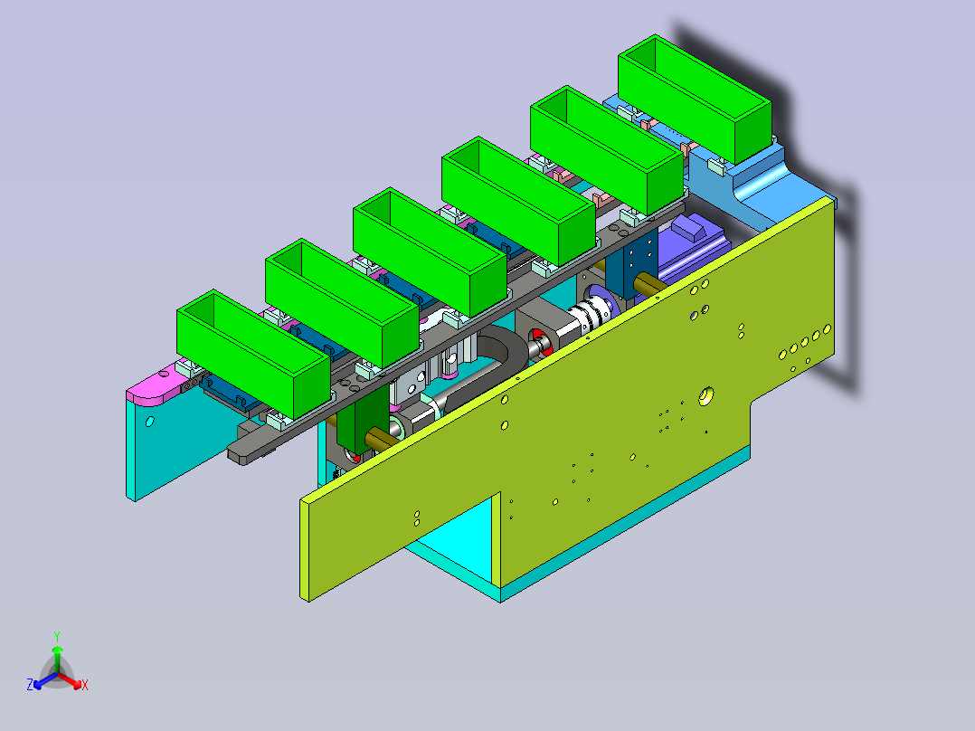塑料方形盒等距点进向前输送设计主视图