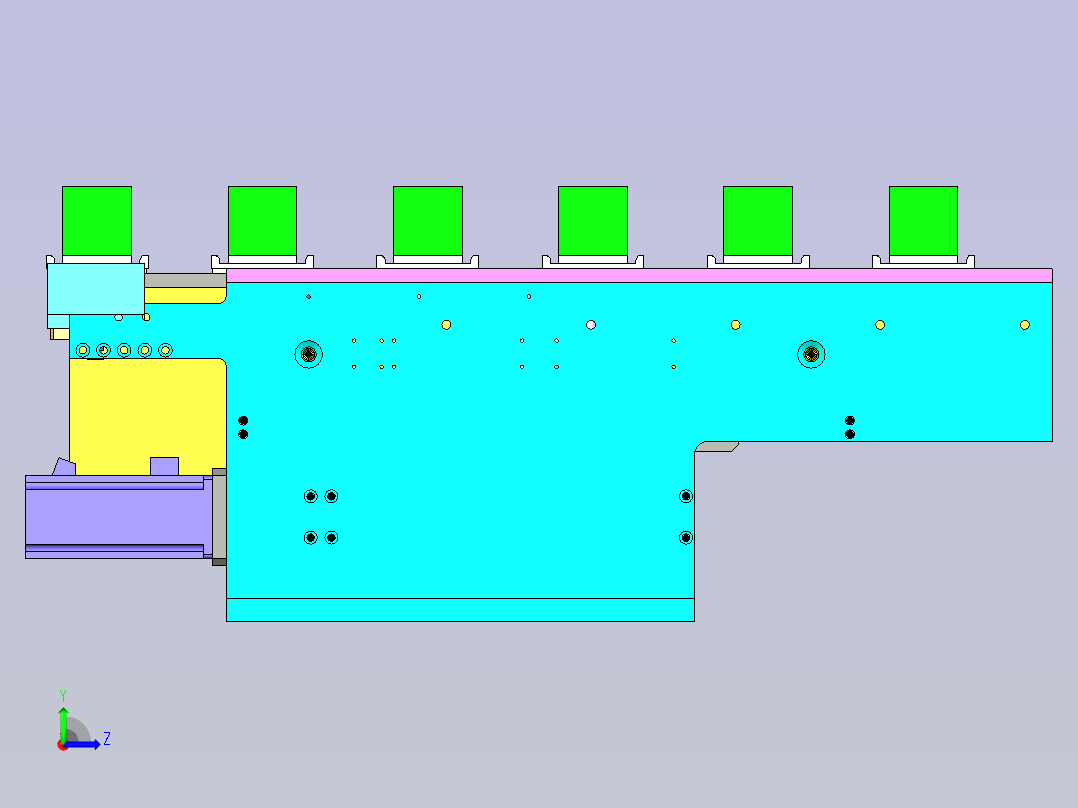 塑料方形盒等距点进向前输送设计左视图