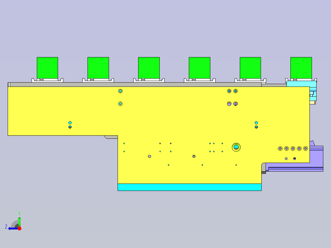 塑料方形盒等距点进向前输送设计右视图