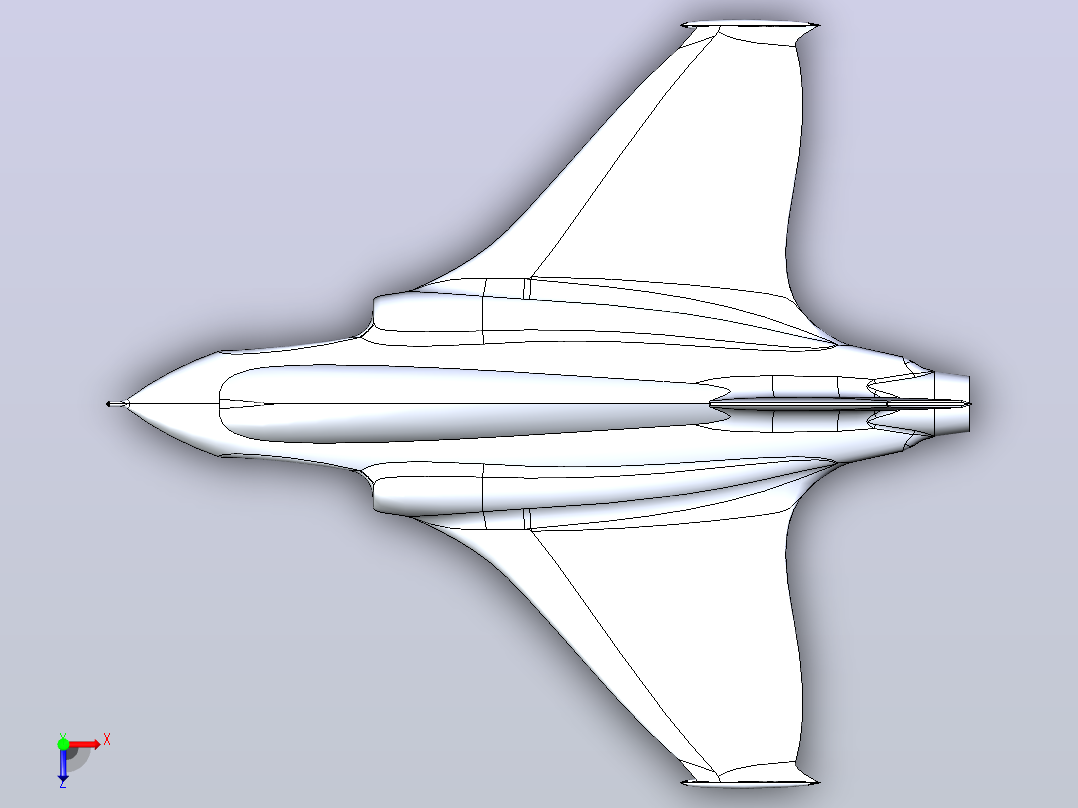 2026法国战斗机“飓风2号”造型3D图纸 STEP格式俯视图