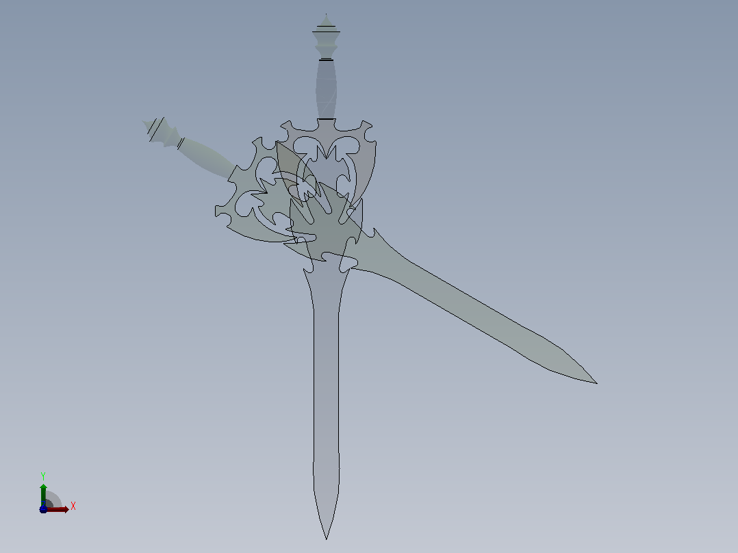倚天剑3D模型前视图