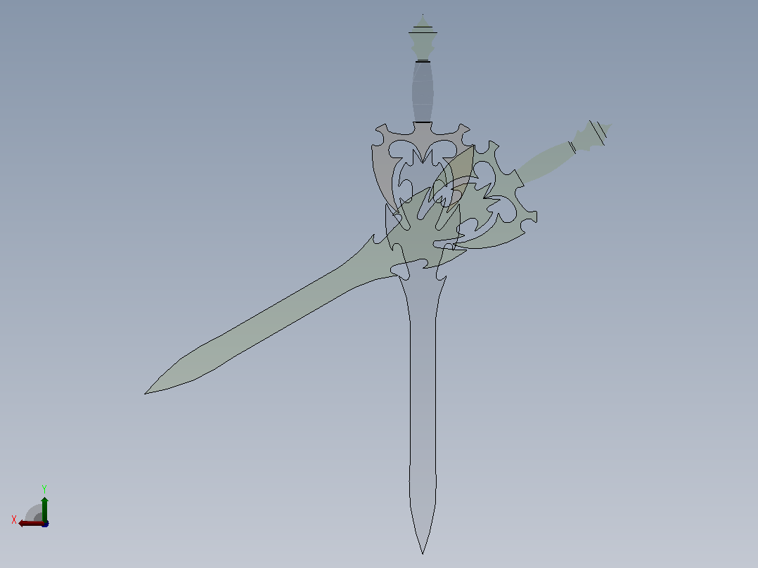 倚天剑3D模型后视图