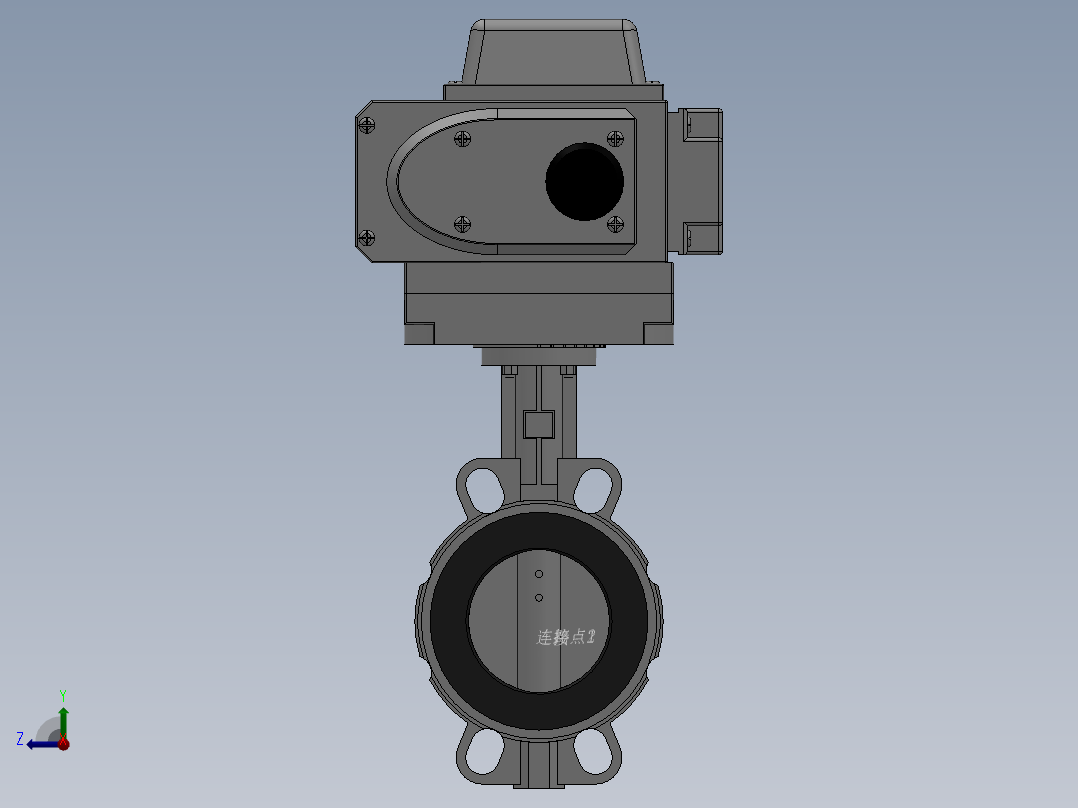 对夹式电动蝶阀-铸铁 DN50-DN400右视图