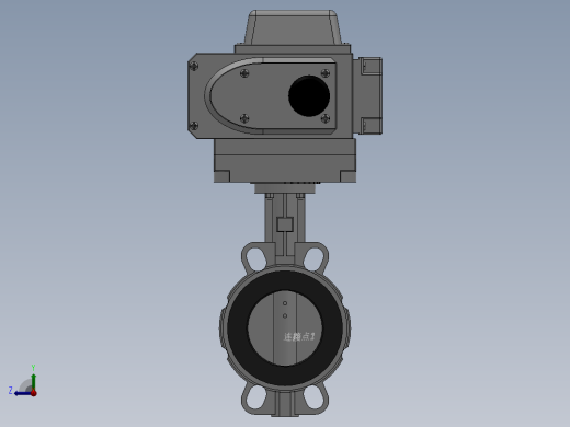 对夹式电动蝶阀-铸铁 DN50-DN400右视缩略图