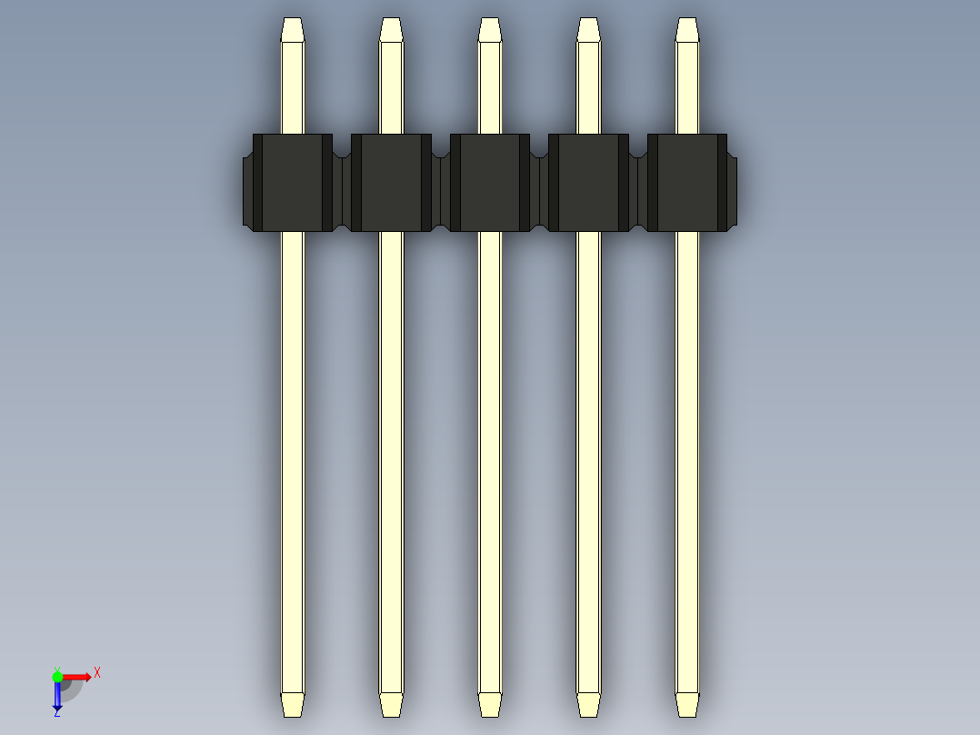 彩色公头100mil（2.54mm）系列-DS1021_black_3x05p_100mil_Type5_rev1.0俯视图