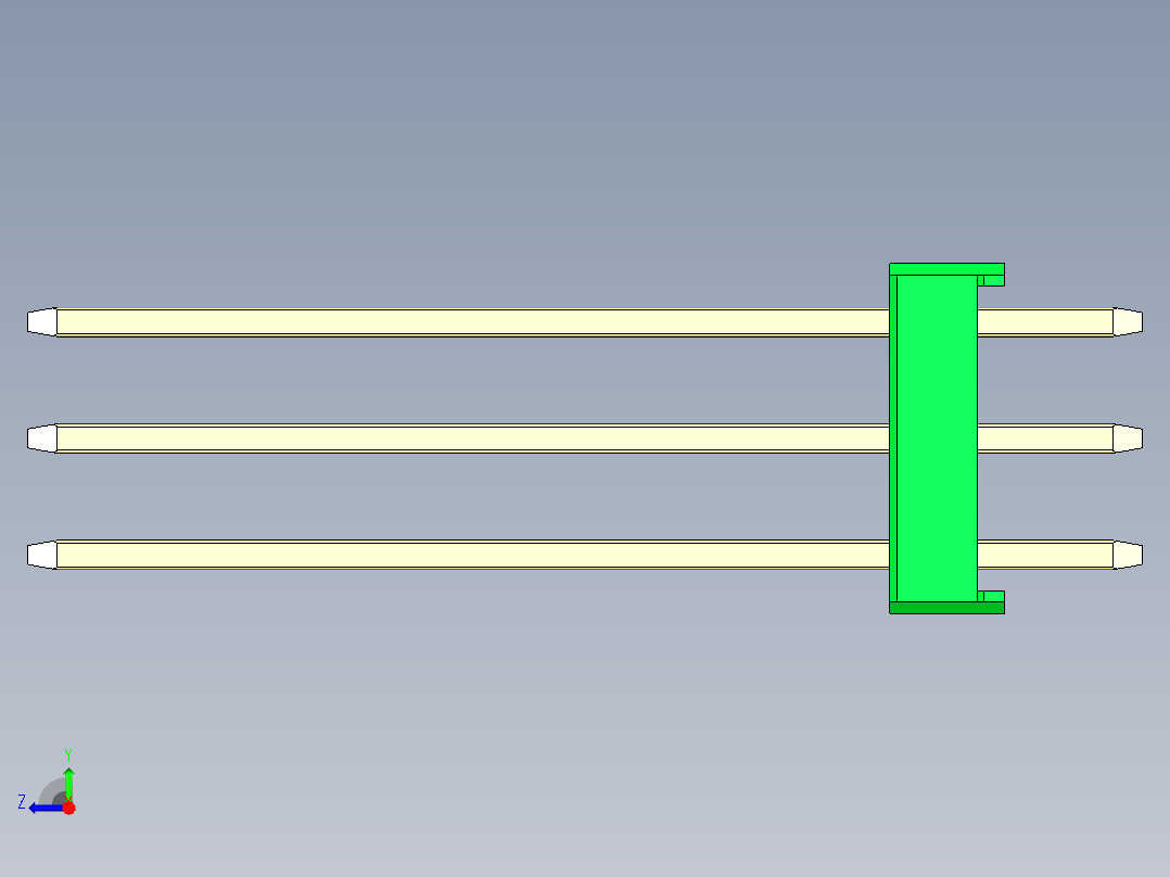 彩色公头100mil（2.54mm）系列-DS1021_green_3x04p_100mil_Type19_rev1.0右视图
