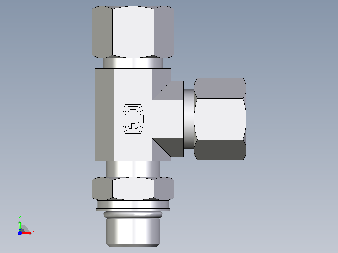 卡套式工业通用硬管接头EO_Adjustable_locknut_run_tee_LEE12SMORCF前视图