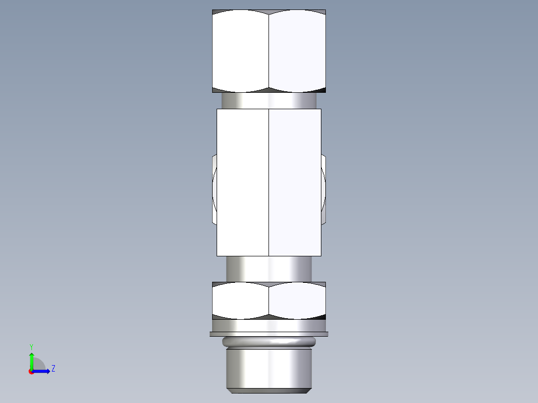 卡套式工业通用硬管接头EO_Adjustable_locknut_run_tee_LEE12SMORCF左视图