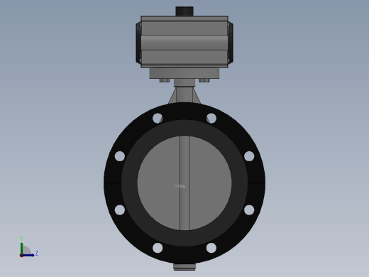 法兰式气动蝶阀-铸铁 DN50-DN400左视缩略图