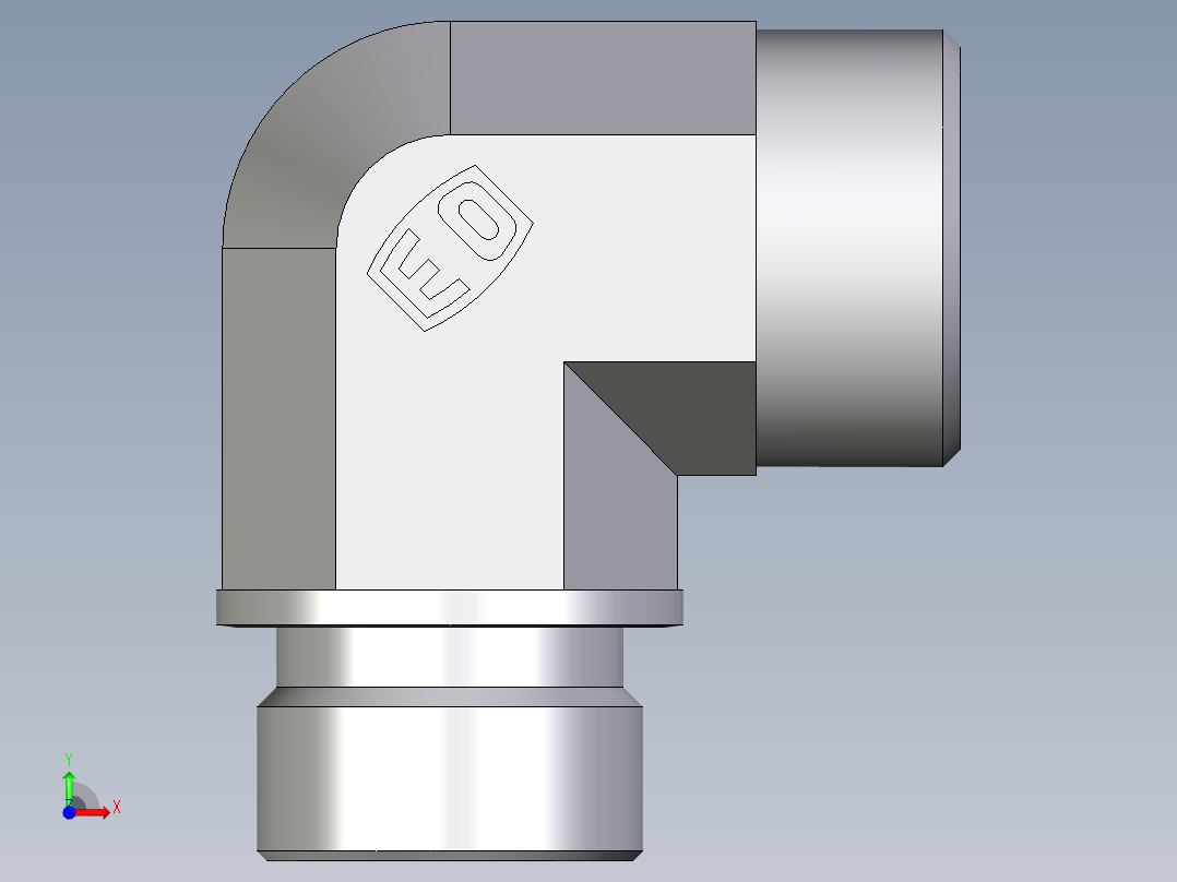 卡套式工业通用硬管接头EO_Male_stud_elbow_WE22LR71X前视图