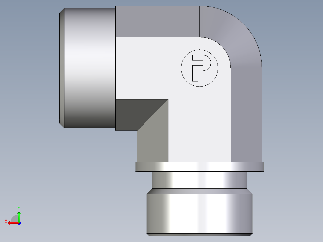 卡套式工业通用硬管接头EO_Male_stud_elbow_WE22LR71X后视图