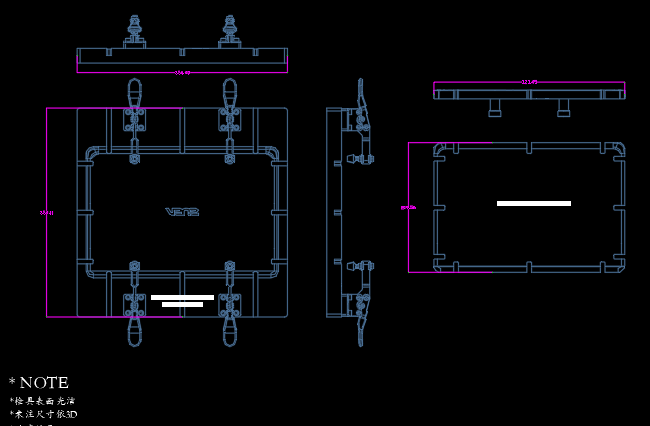 板材内外长宽检具模型