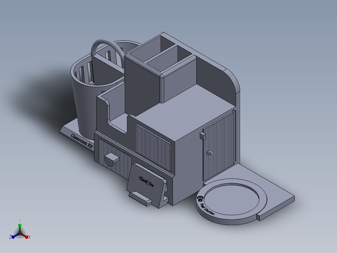 办公桌收纳件正等轴测图