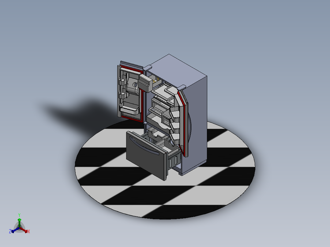 冰箱(5)正等轴测图