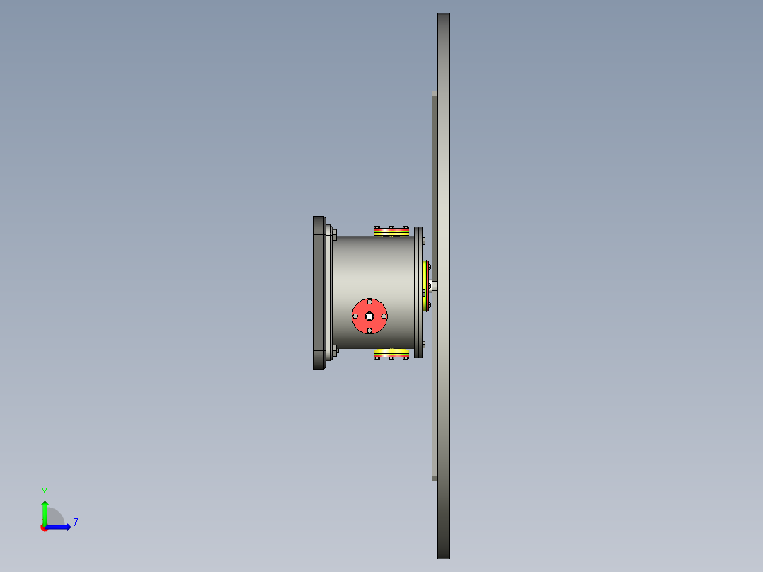 带旋转台面的齿轮箱左视图