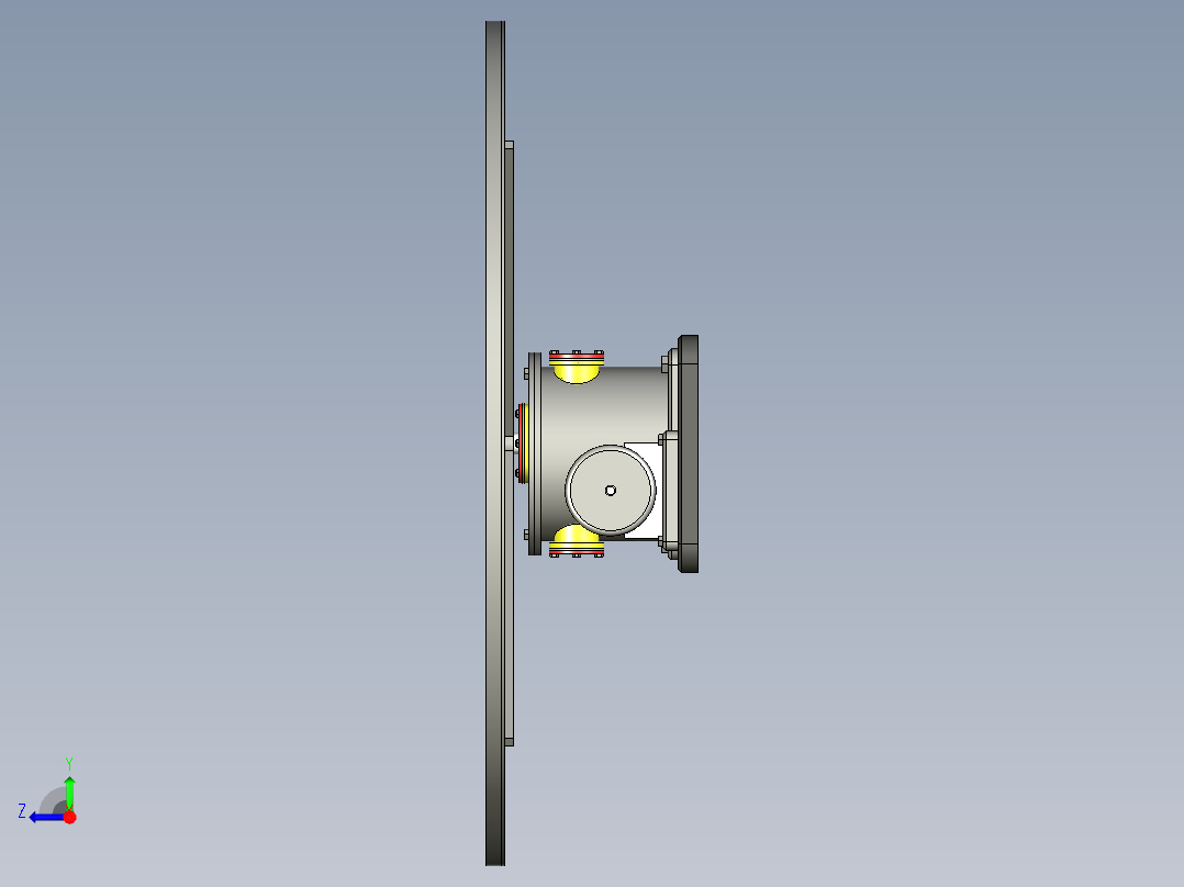 带旋转台面的齿轮箱右视图