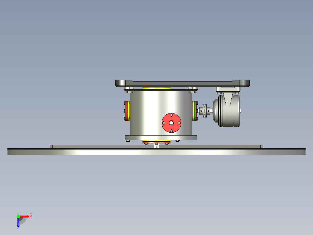 带旋转台面的齿轮箱俯视图