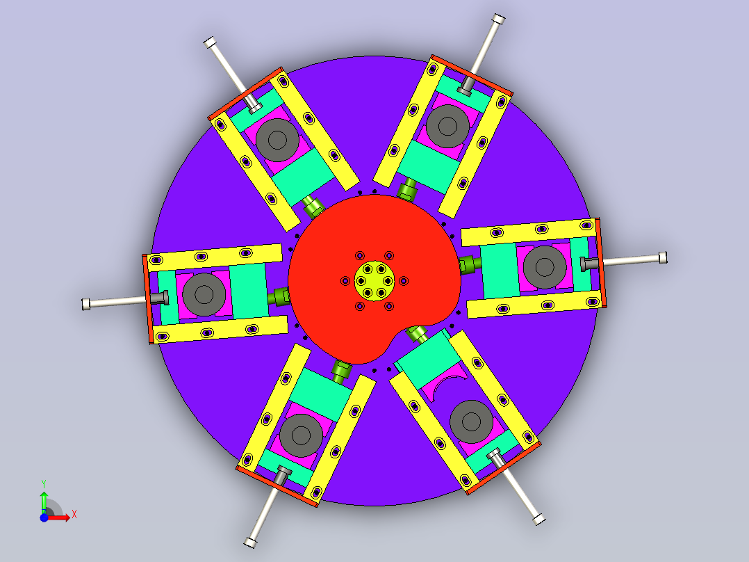 六工站旋转自夹紧分料机前视图