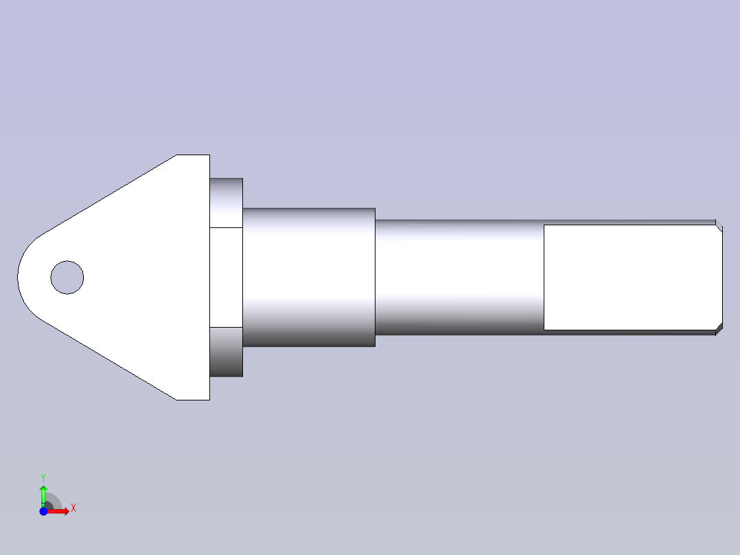 FreeCAD 中的带法兰阶梯轴前视图