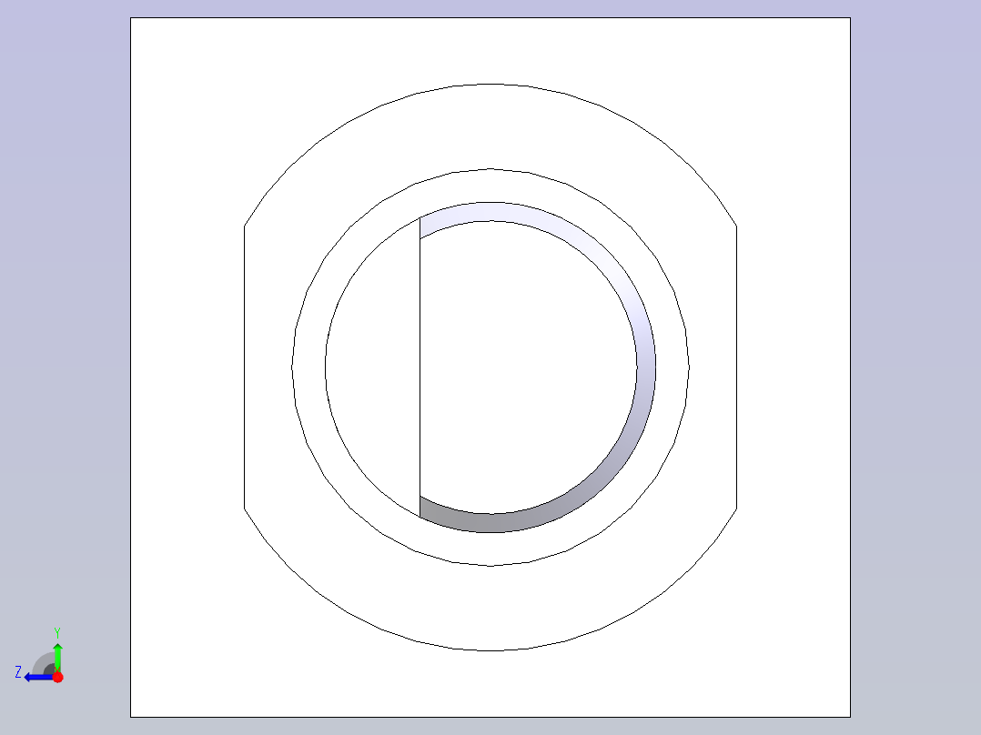 FreeCAD 中的带法兰阶梯轴右视图