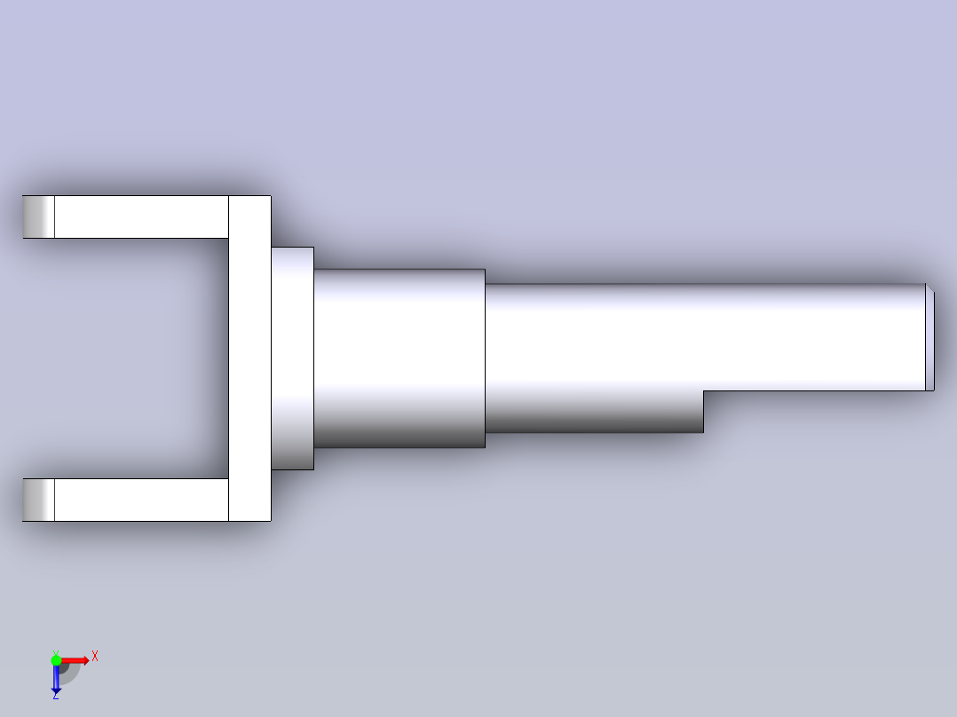 FreeCAD 中的带法兰阶梯轴俯视图