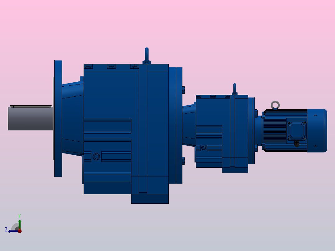 RF107R77法兰轴伸式组合型斜齿轮减速机RF107R77-Y0.18-4P-63-M1-0°-Φ450右视图