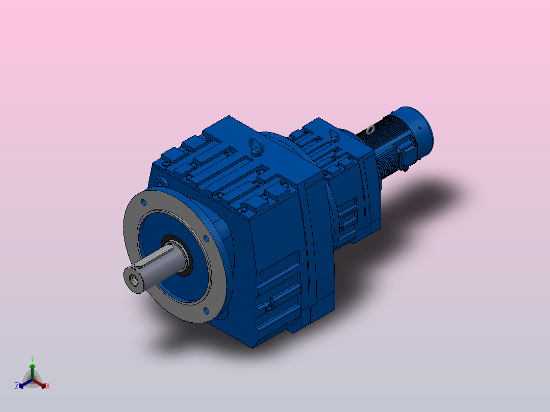 RF107R77法兰轴伸式组合型斜齿轮减速机RF107R77-Y0.18-4P-63-M1-0°-Φ450正等轴测图