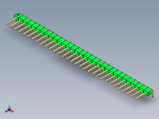 彩色公排针 100mil 2.54mm 系列-DS1022_green_1x31p_100mil_TypeD_rev1.0