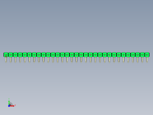 彩色公排针 100mil 2.54mm 系列-DS1022_green_1x31p_100mil_TypeD_rev1.0前视缩略图