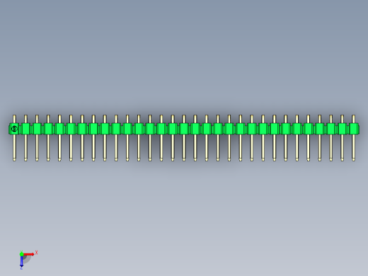 彩色公排针 100mil 2.54mm 系列-DS1022_green_1x31p_100mil_TypeD_rev1.0俯视缩略图