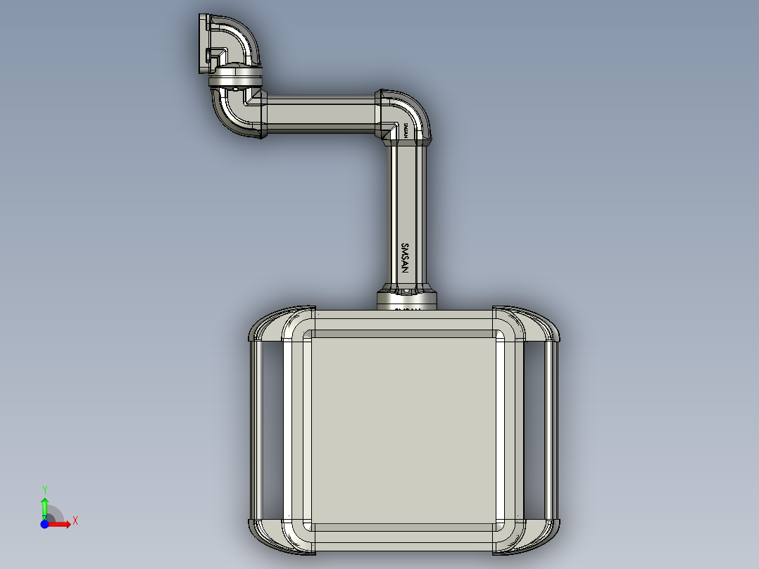 向上墙座+转角+箱体连接器+控制箱前视图