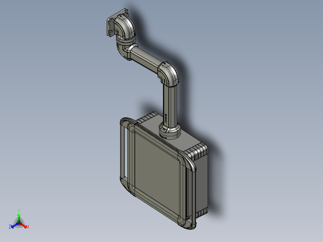 向上墙座+转角+箱体连接器+控制箱正等轴测图