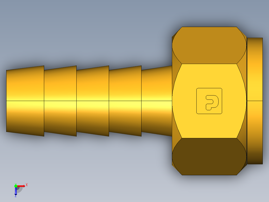 倒齿式工业管接头Hose Barb to Swivel Female Ball-End 128HBLSV-6-6俯视图